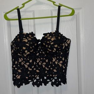 Black and nude corset push up bra top